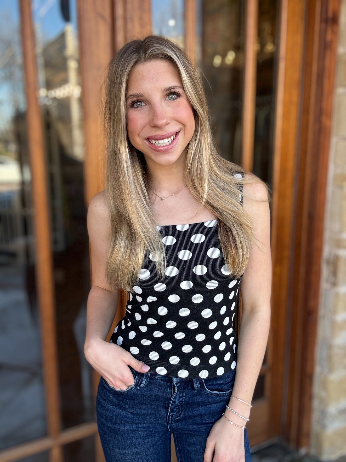 Tank - Polka Dot Knit Crop