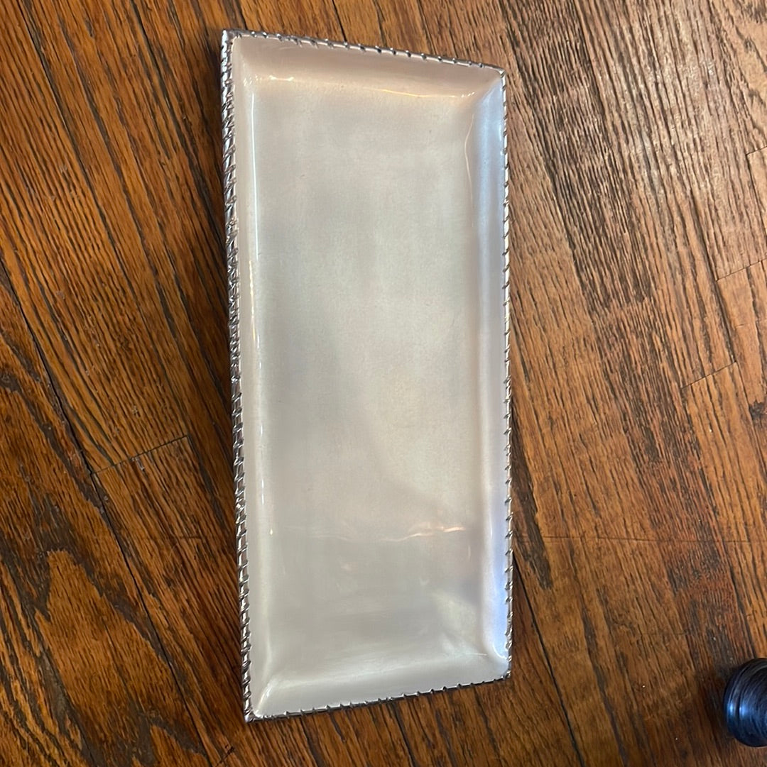 Tray Silver Beaded 15”