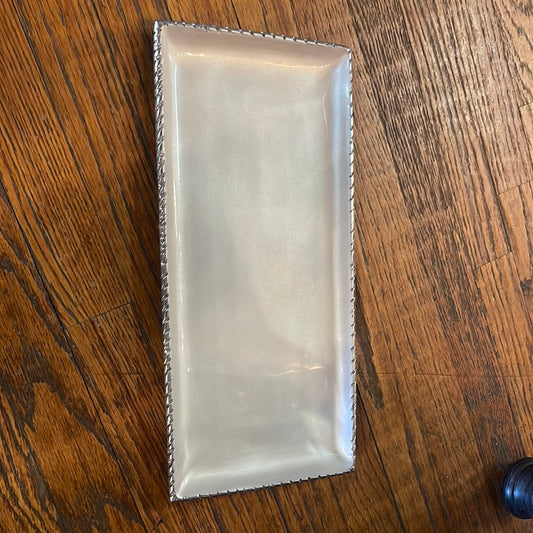 Tray Silver Beaded 15”