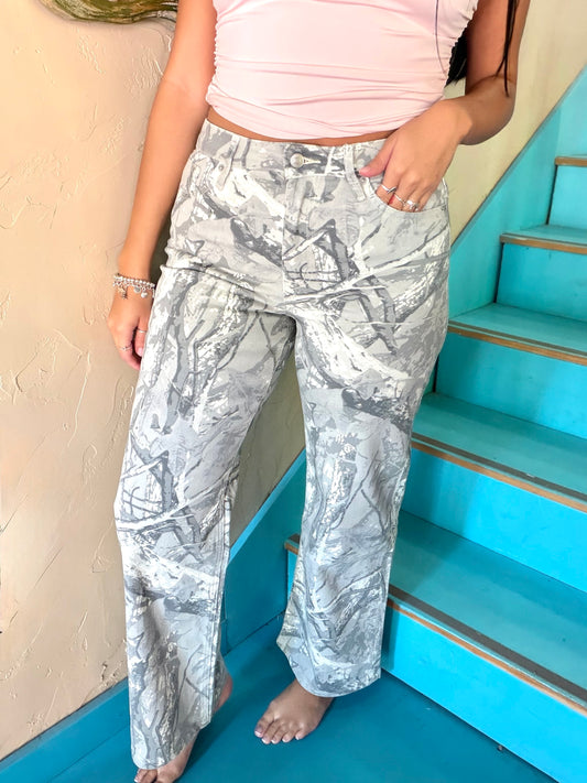 Jeans - Camo High Rise Wide Leg