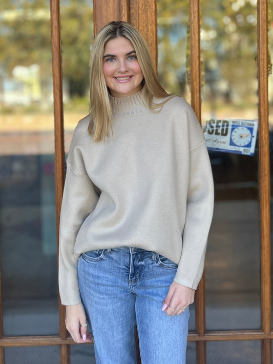 Tops | Sweater Heavy Knit Mock Neck