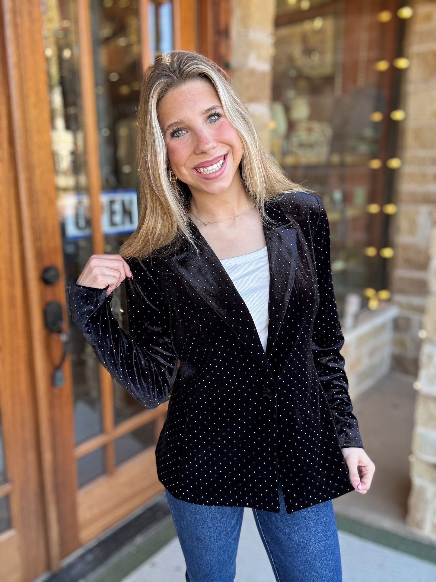 Blazer Velvet Embellished