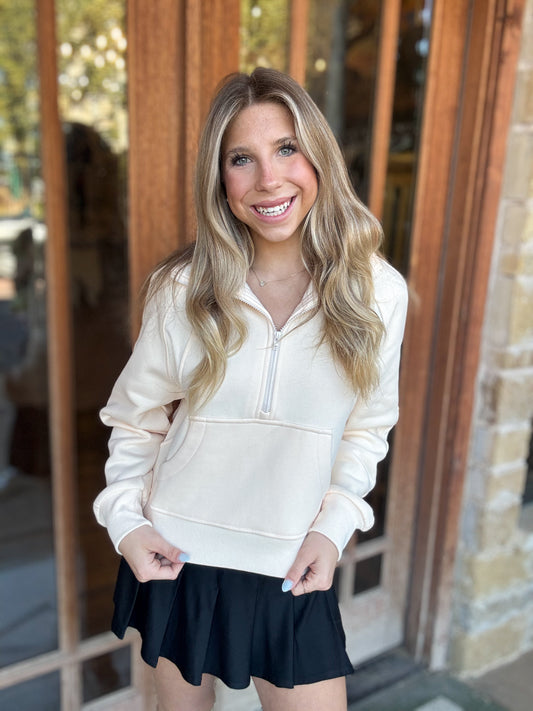 Tops | Sweater Dove Funnel Neck Half Zip Champagne