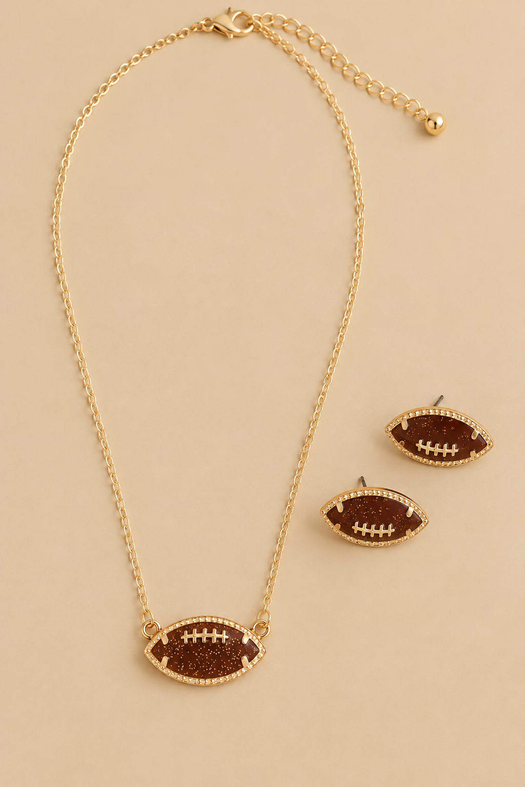 Jewelry Set - Football Earrings + Necklace