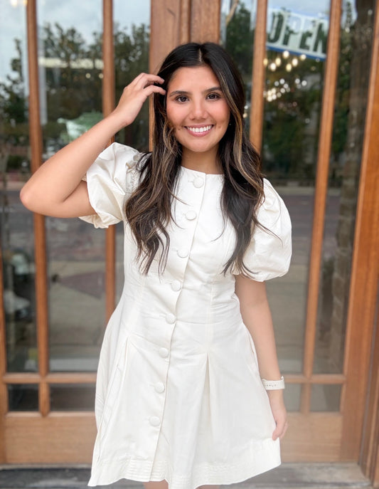 Dress - Puff Sleeve Button Down