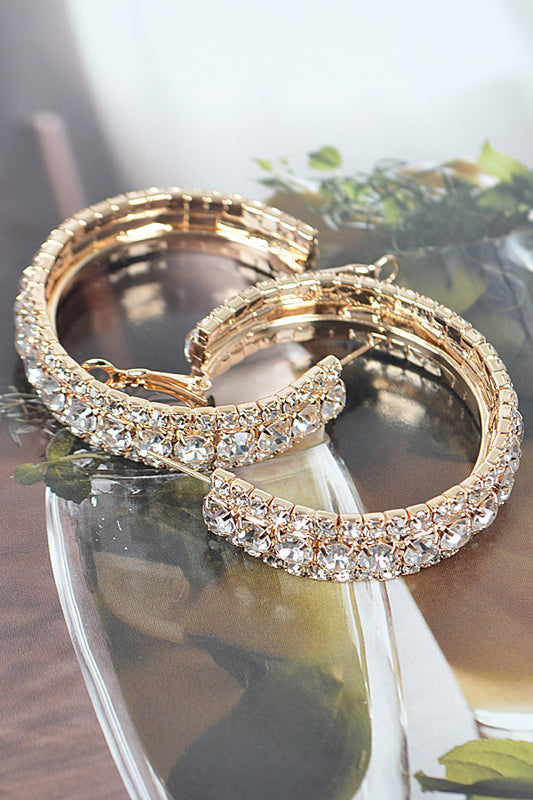 Jewelry | Earrings Gold Rhinestone 40mm Hoops