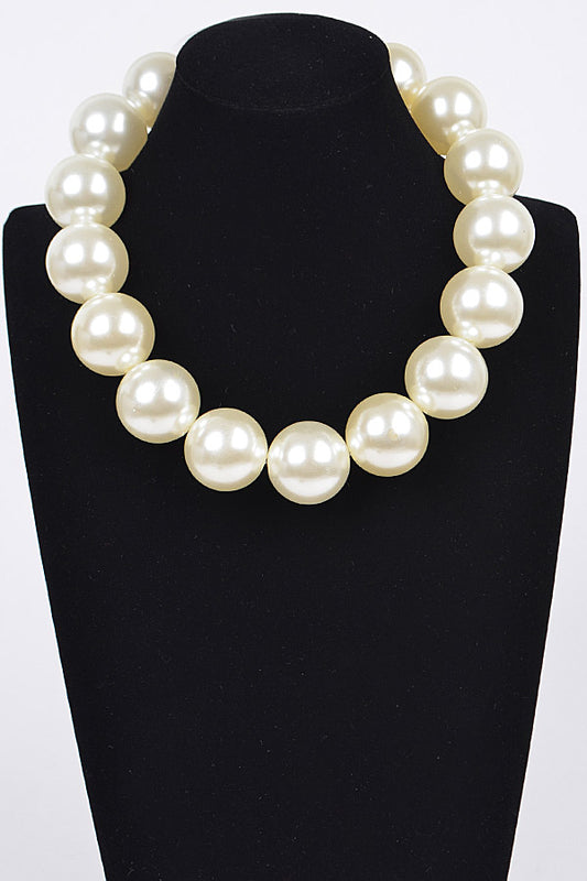 Jewelry | Necklace Big Round Pearl Ivory