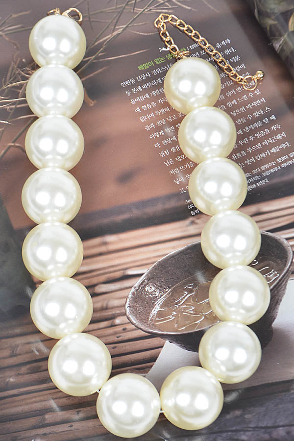 Jewelry | Necklace Big Round Pearl Ivory