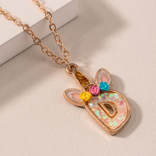 Girls Initial Unicorn Letter Necklace