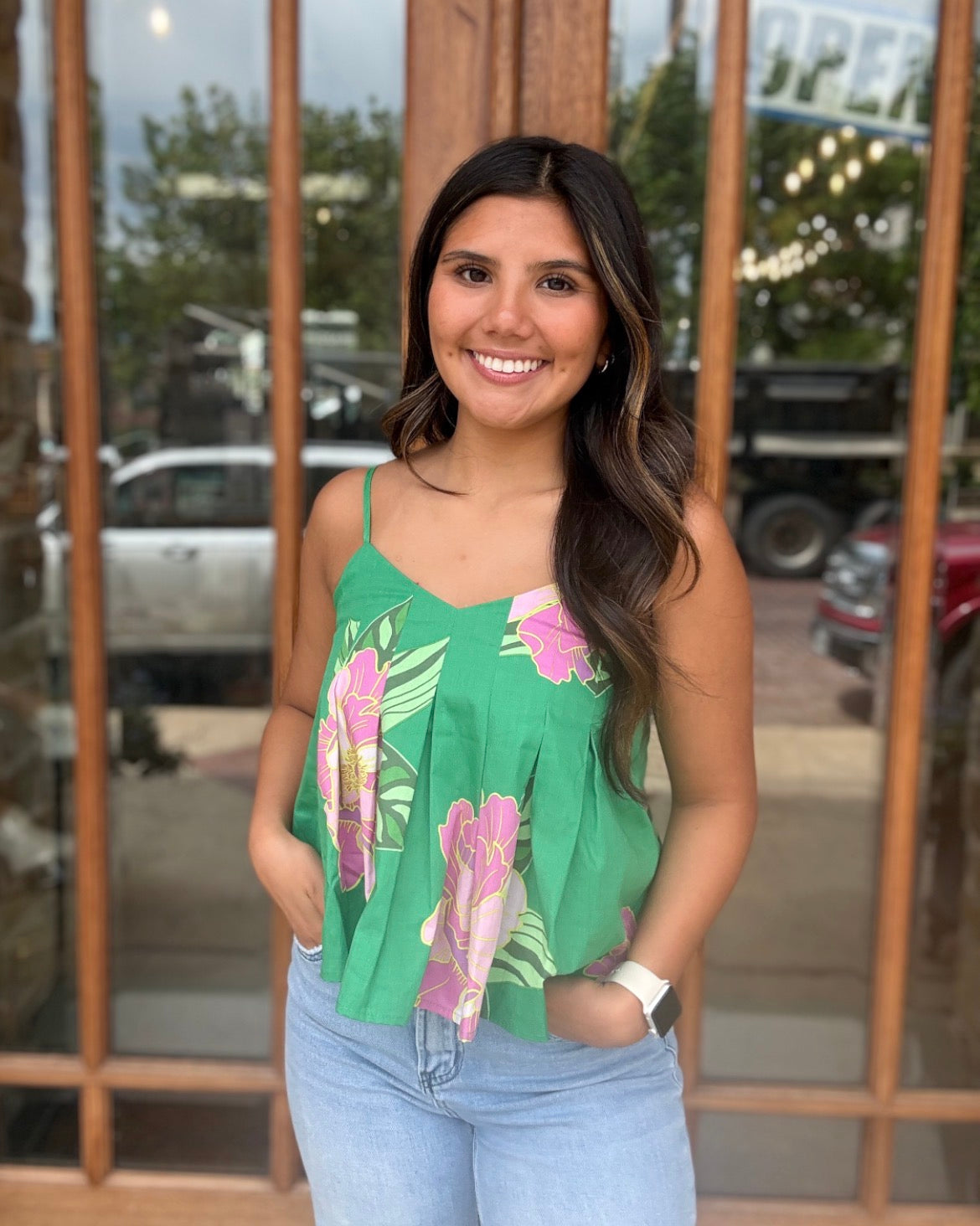 THML Top - Floral Print Pleated