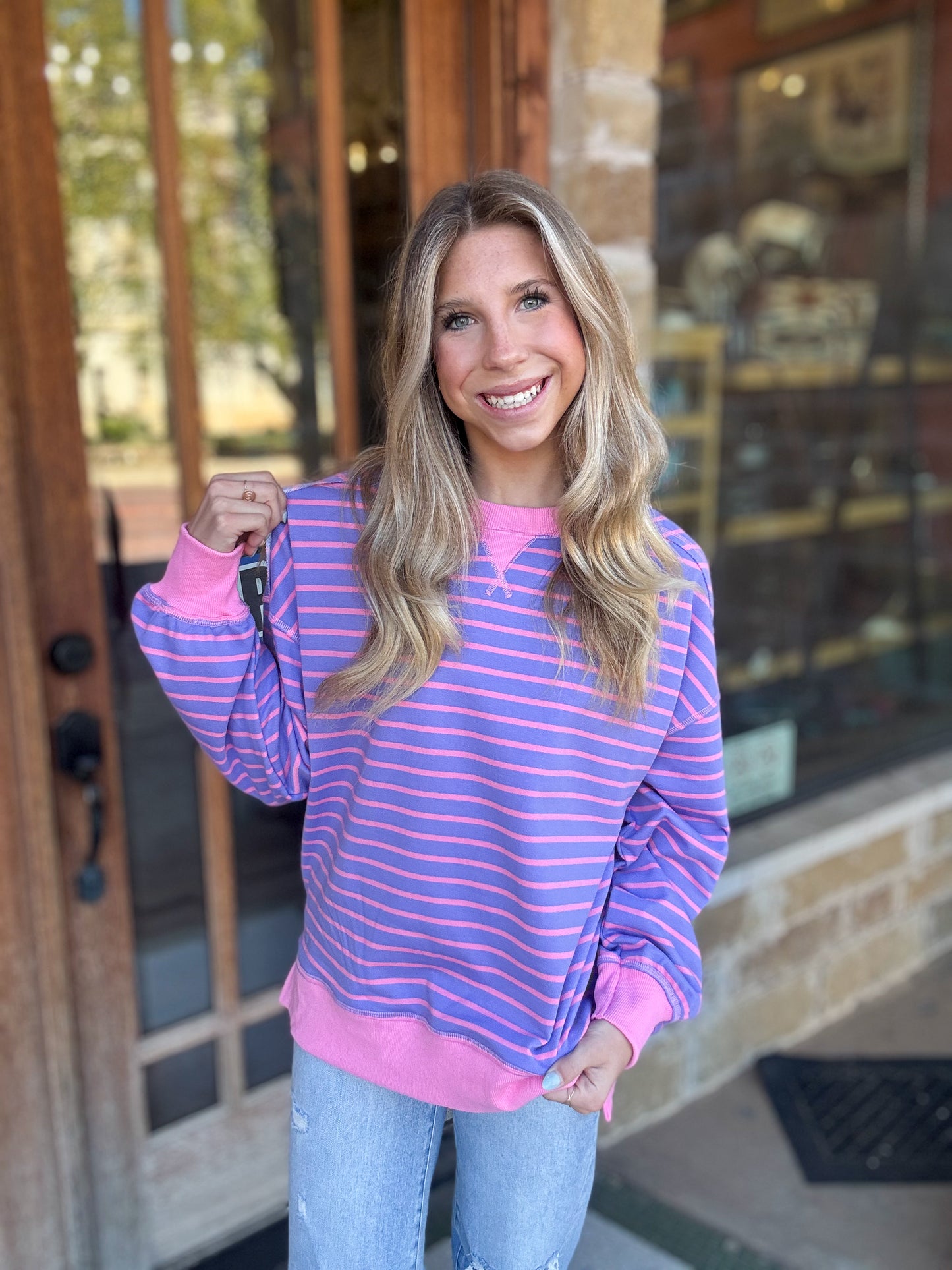 Tops | Pullover Stripe Oversized Knit