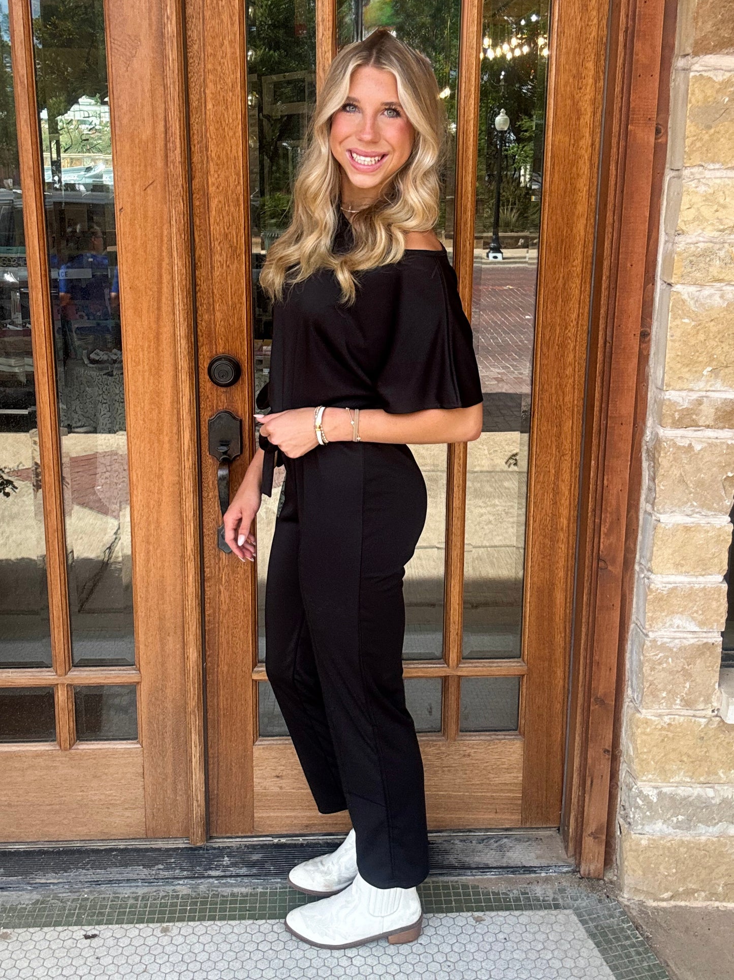 Jumpsuit - Button Tie Straight Leg