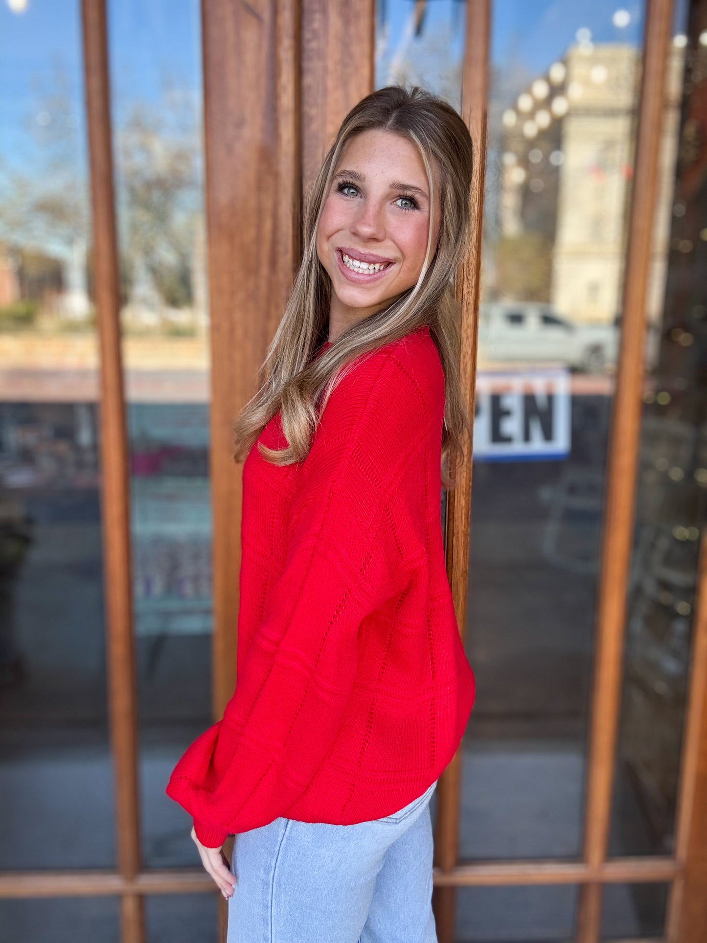 Crew Neck Red Sweater