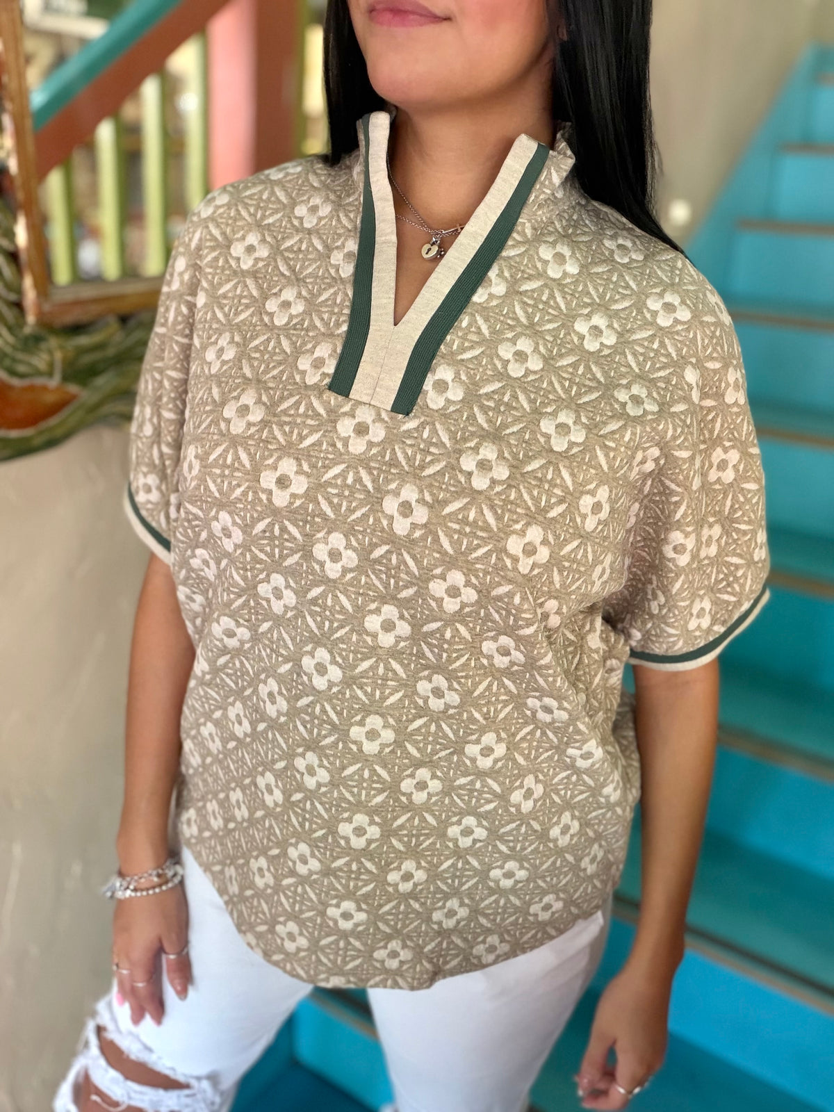 Blouse - Umgee Vintage V-Neck