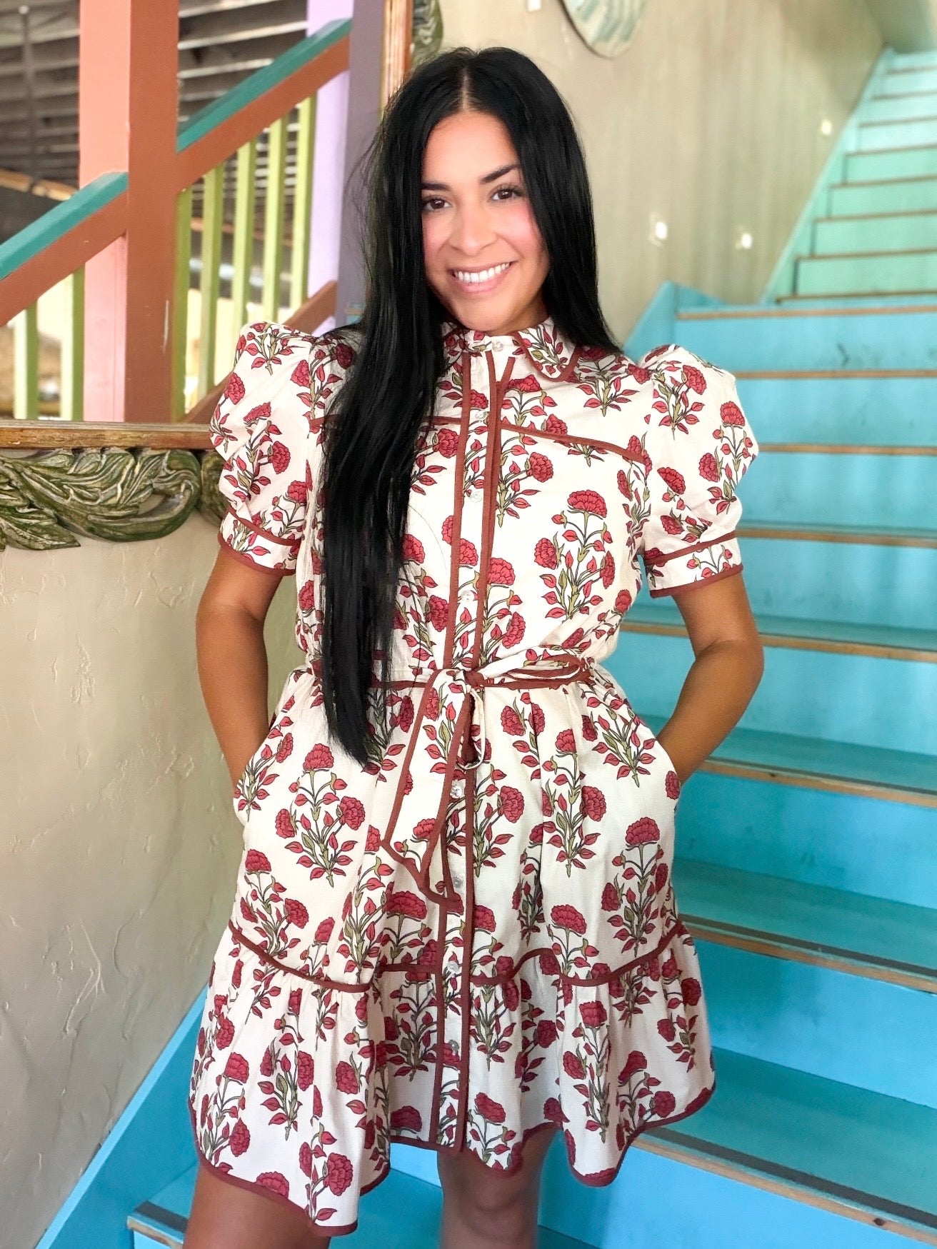 Dress - Jodifl Crimson Bloom Midi