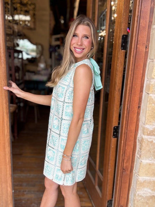 Mint Lace Patch Work Mini Dress