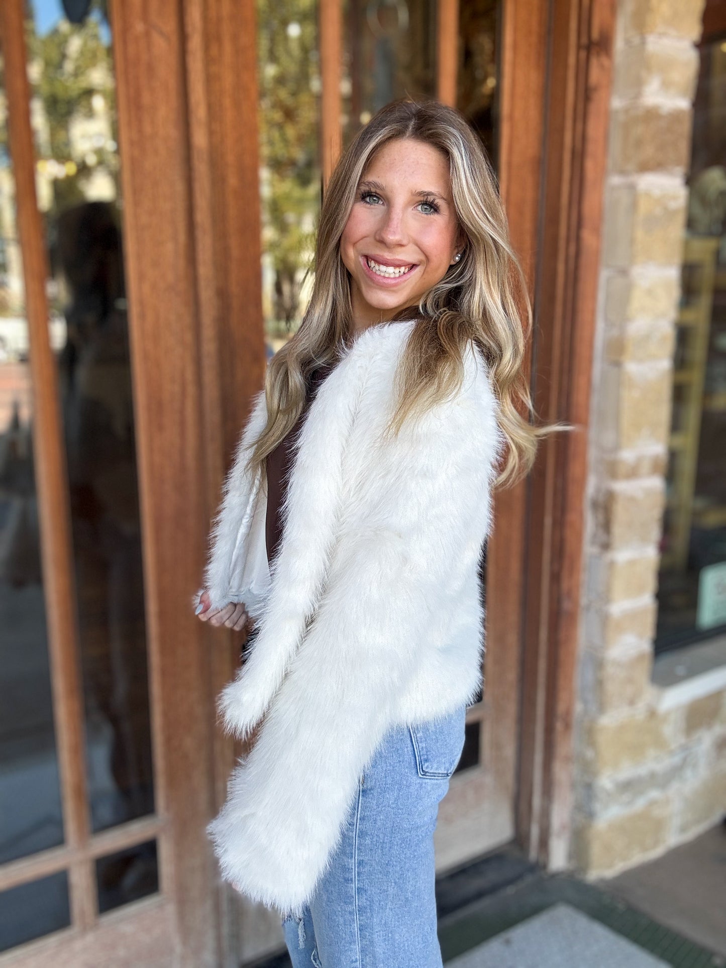 Jacket | Cream Violet Fur