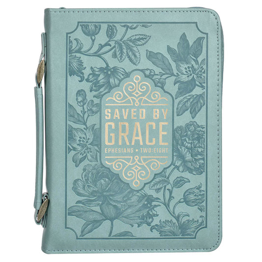Bible Cover Fashion Teal Saved by Grace Ephesians 2:8