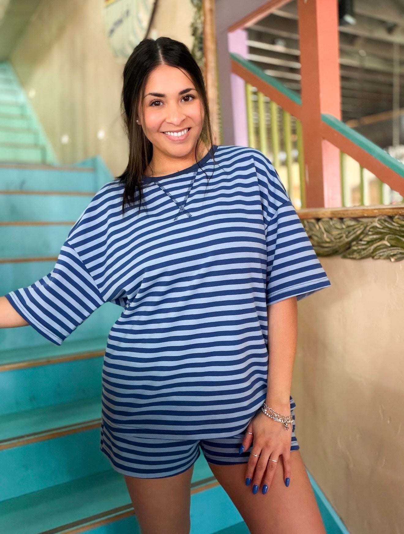Short Set - Blue Striped