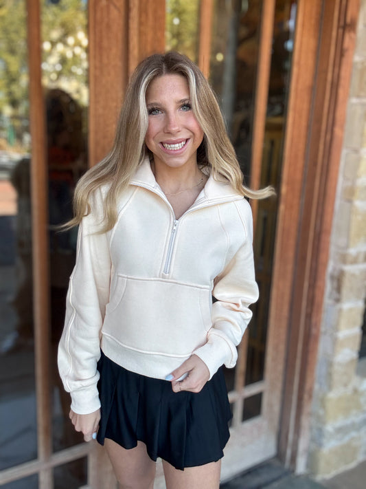 Tops | Sweater Dove Funnel Neck Half Zip Champagne