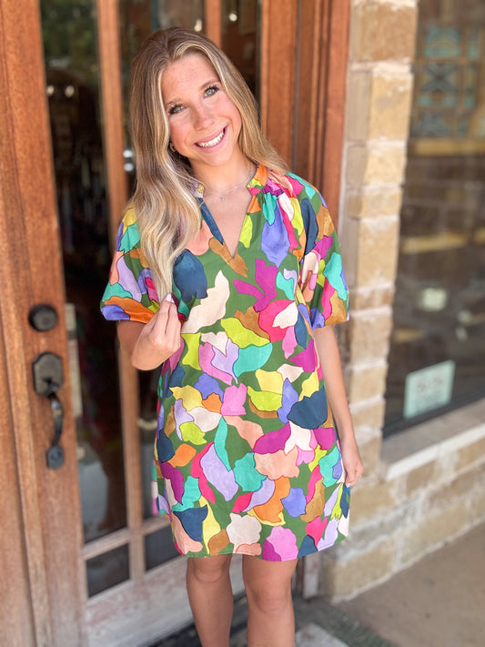 Dresses  | THML Dress Puff Sleeve Multi Color