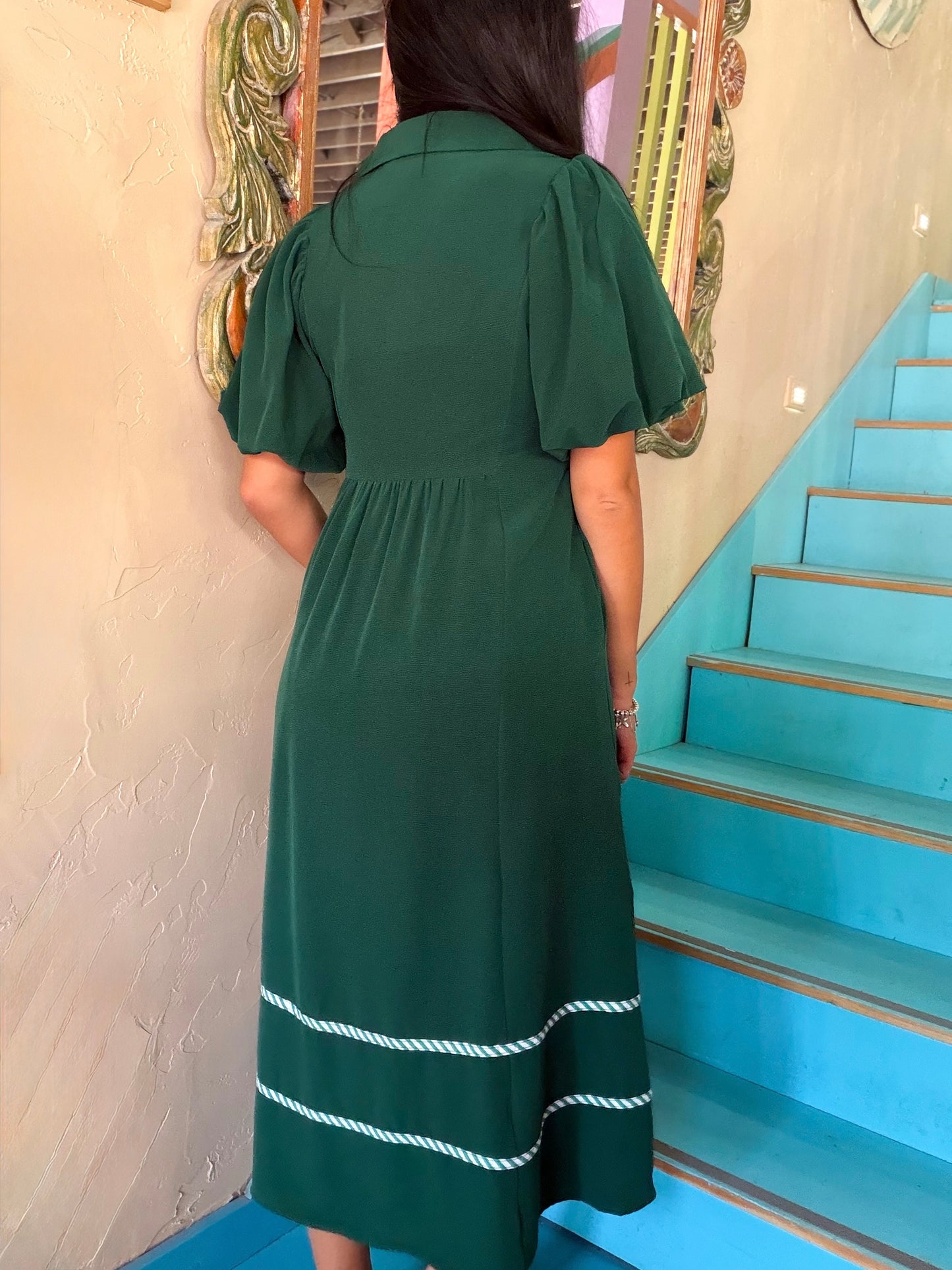 Dress - Jodifl Emerald Puff Sleeve Maxi