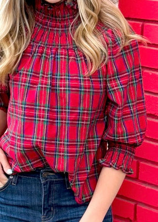 Top | Plaid Verity Smocked Top