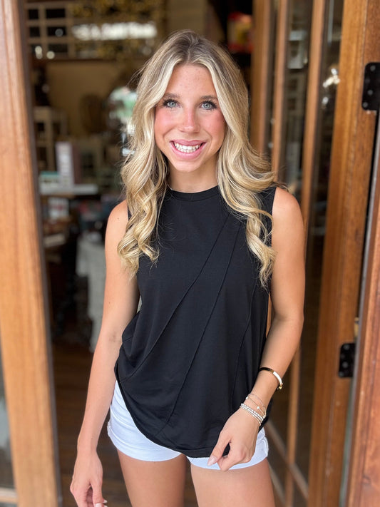Tank - Casual Black Ribbed