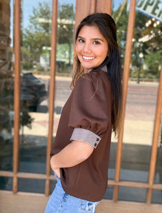 Blouse - Jodifl Espresso Puff Sleeve