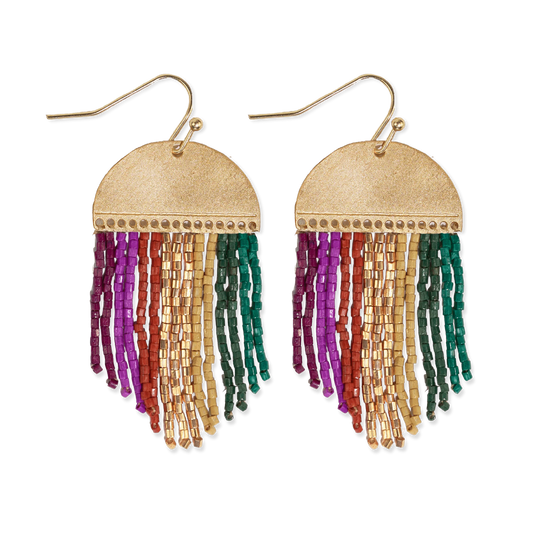 Jewelry| Earrings Ink & Alloy - Claudia Multi-Striped Short Beaded Fringe