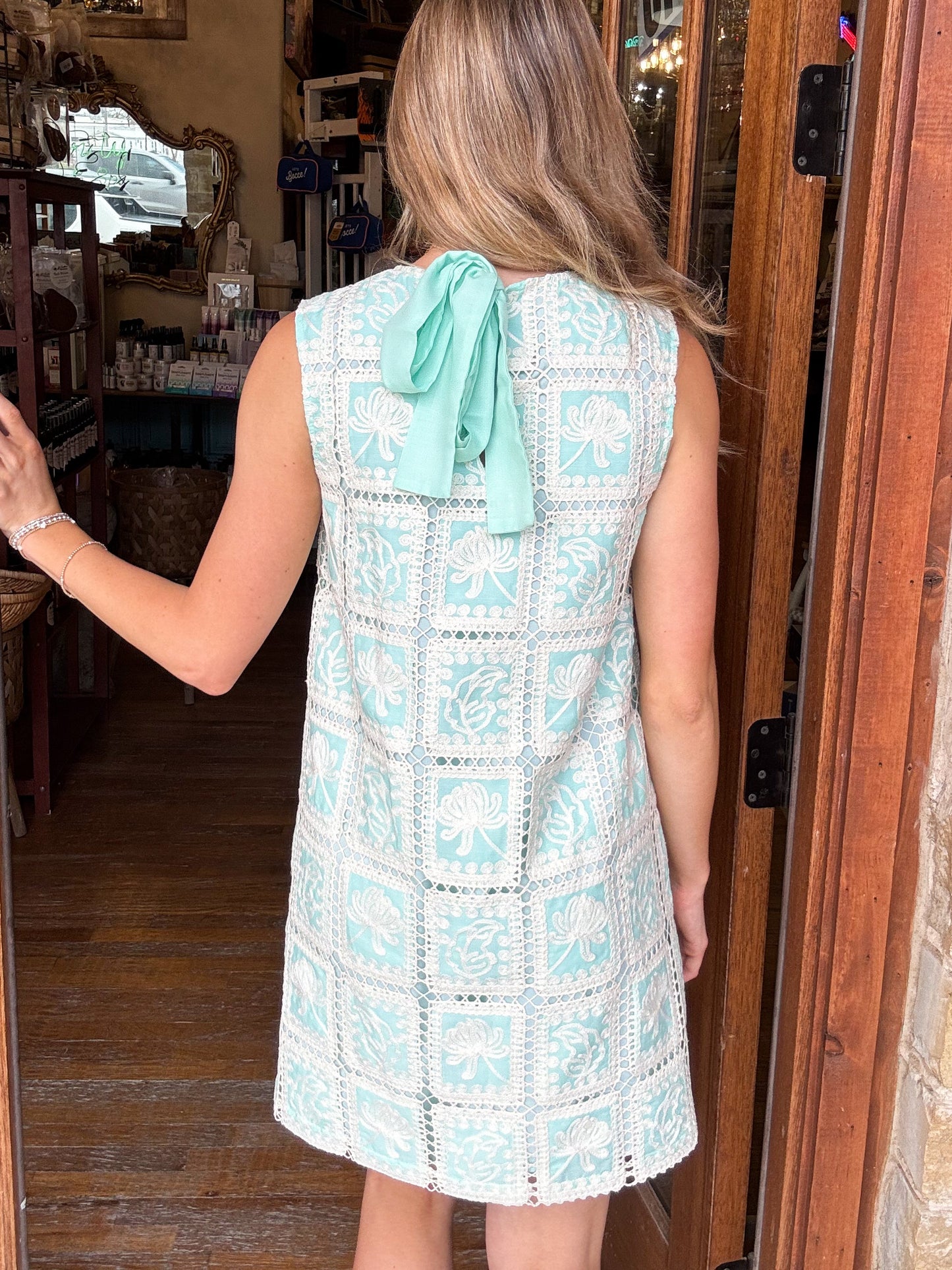 Dress - Mint Lace Patch Work Mini