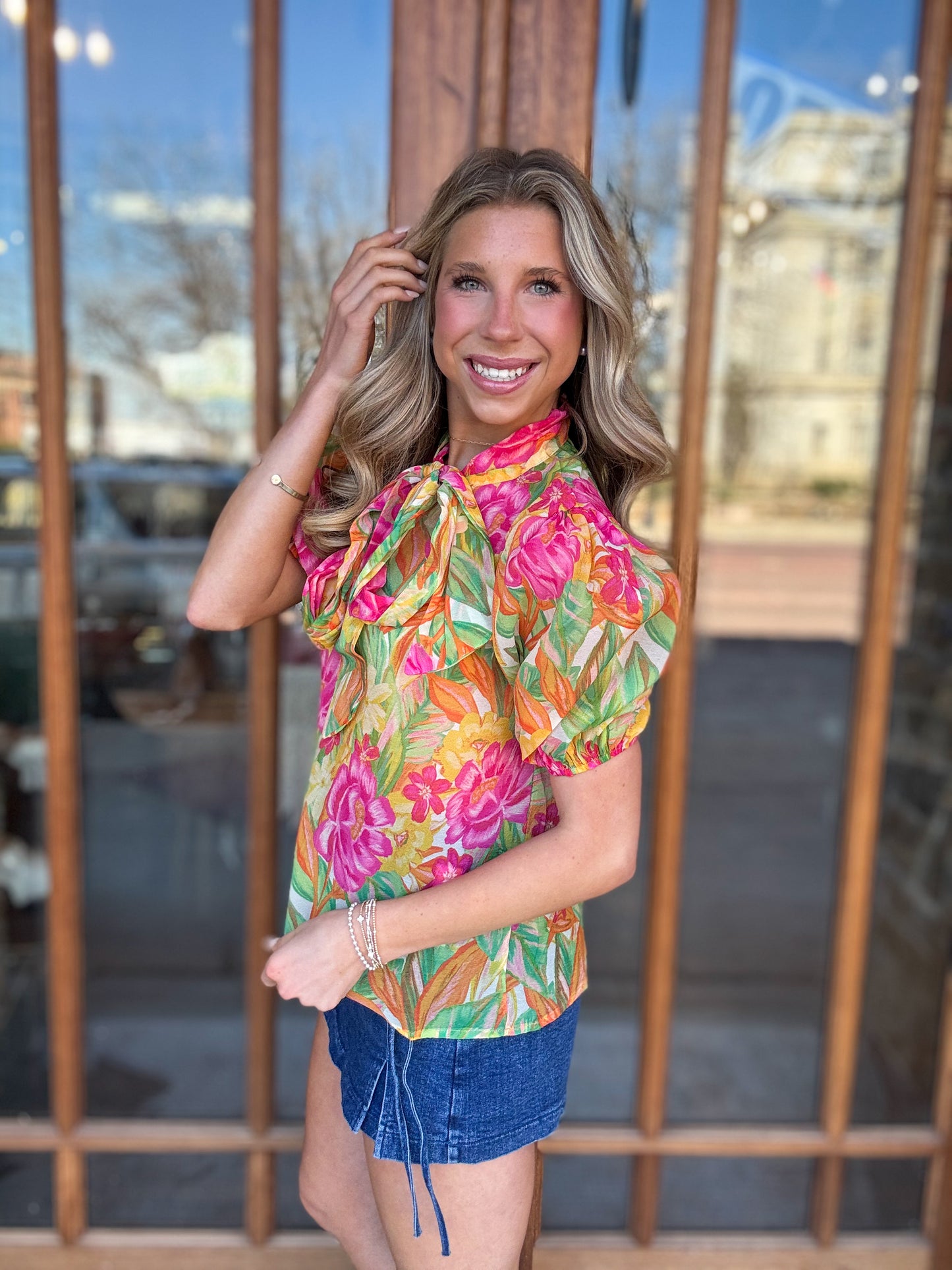 Blouse - Island Bloom Bow