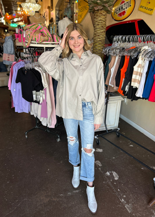 Top | Casual Slits Balloon Long Sleeve Top