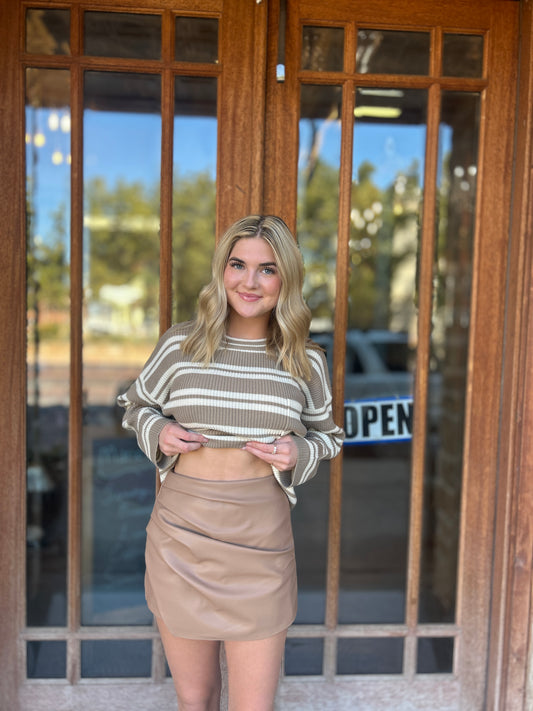 Bottoms | THML Skirt Leather  Beige