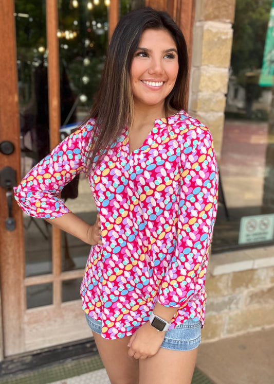 Tops | Dear Scarlett Blouse Hot Coral 3/4 Sleeve Wrinkle Free Lizzy