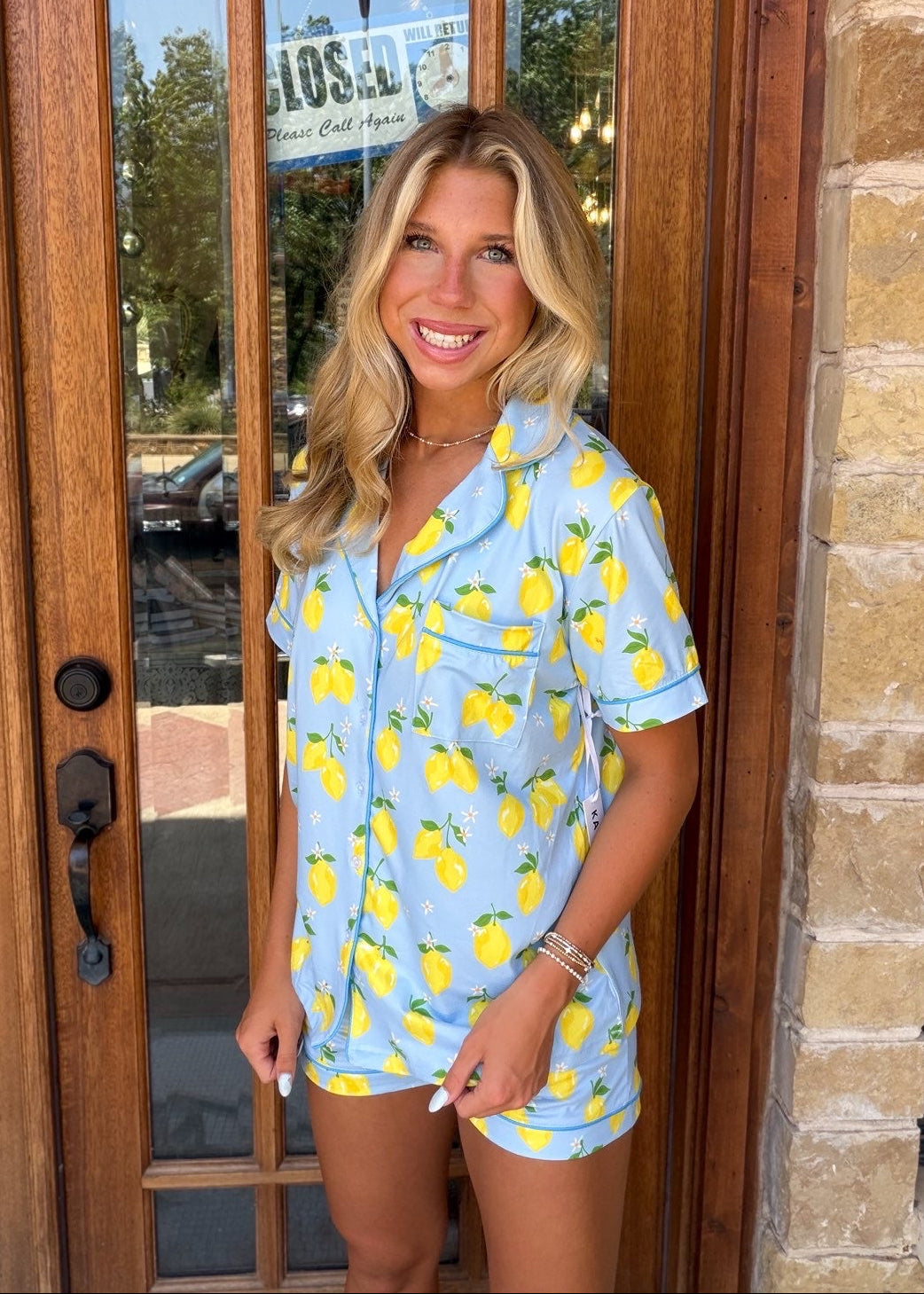 Pajama Set - Zesty Lemon Blue