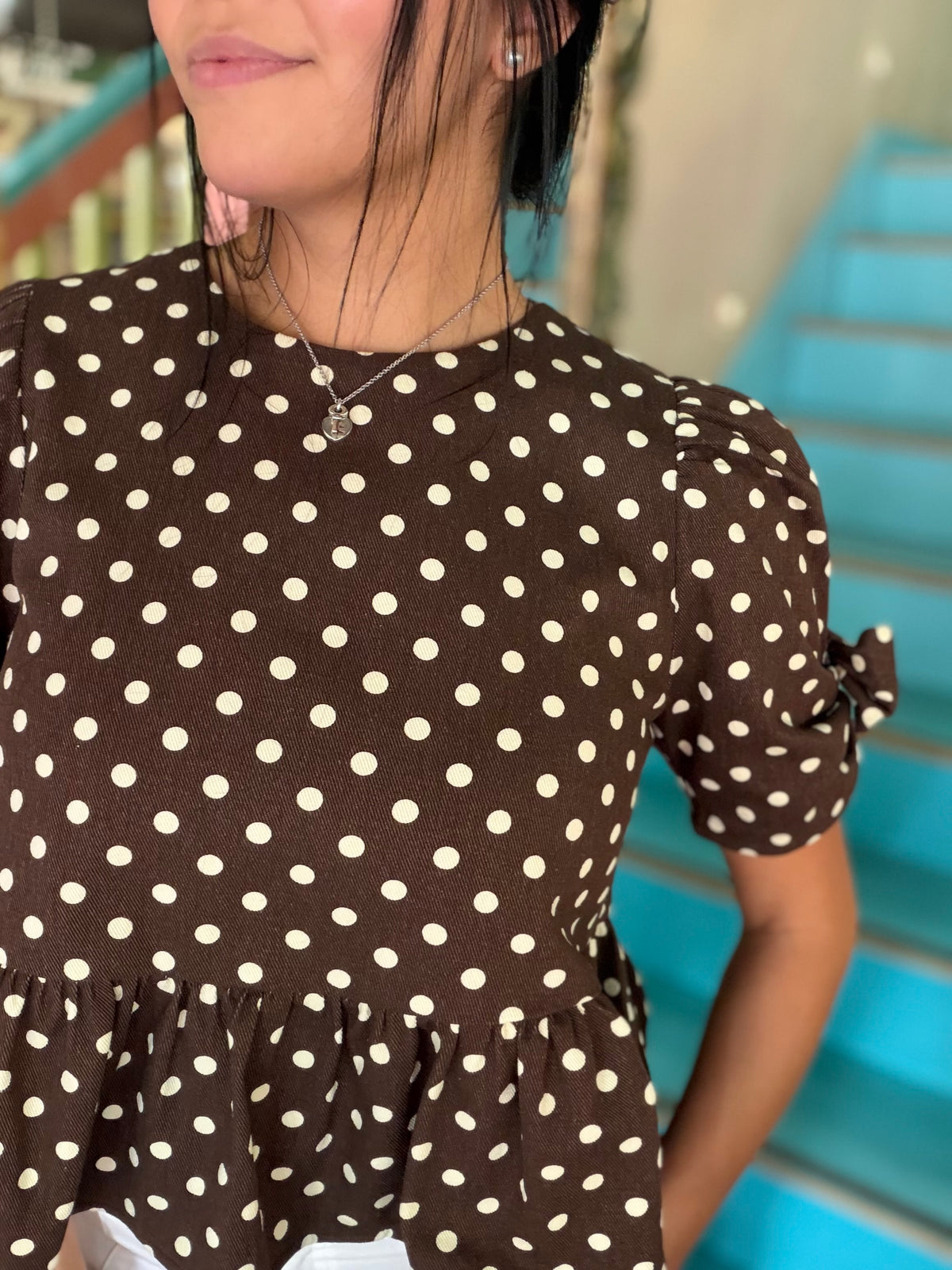 Blouse - Polka Dot Peplum