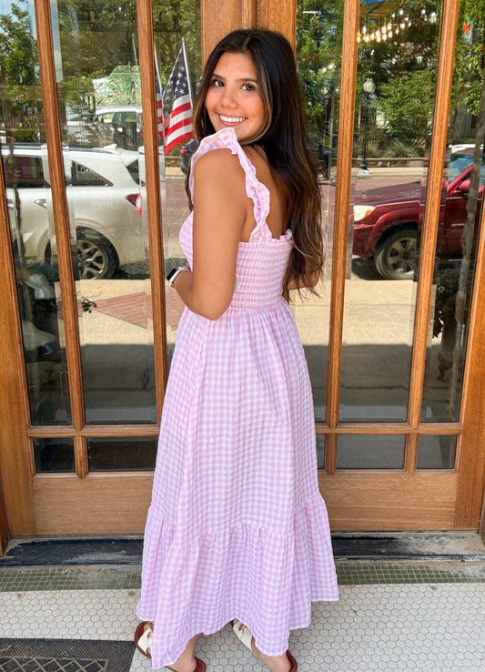 Dress - Gingham Smocked Maxi
