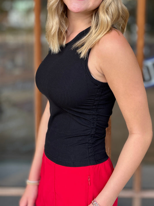 Black Callista Ribbed Tank