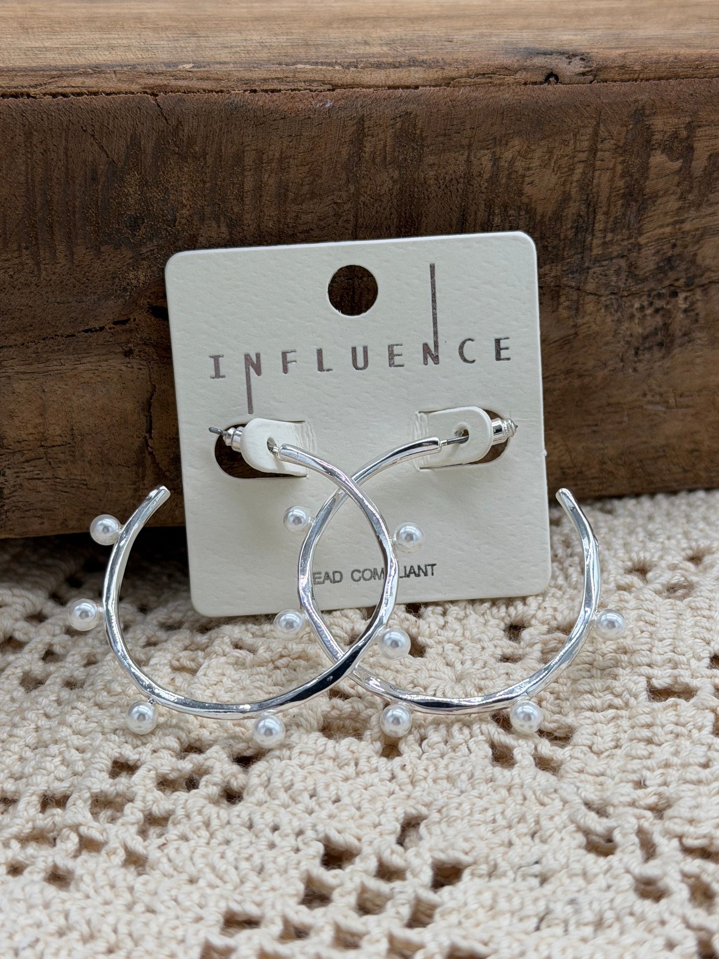 Jewelry | Earrings Rhodium/White Pearl Accent C Hoop