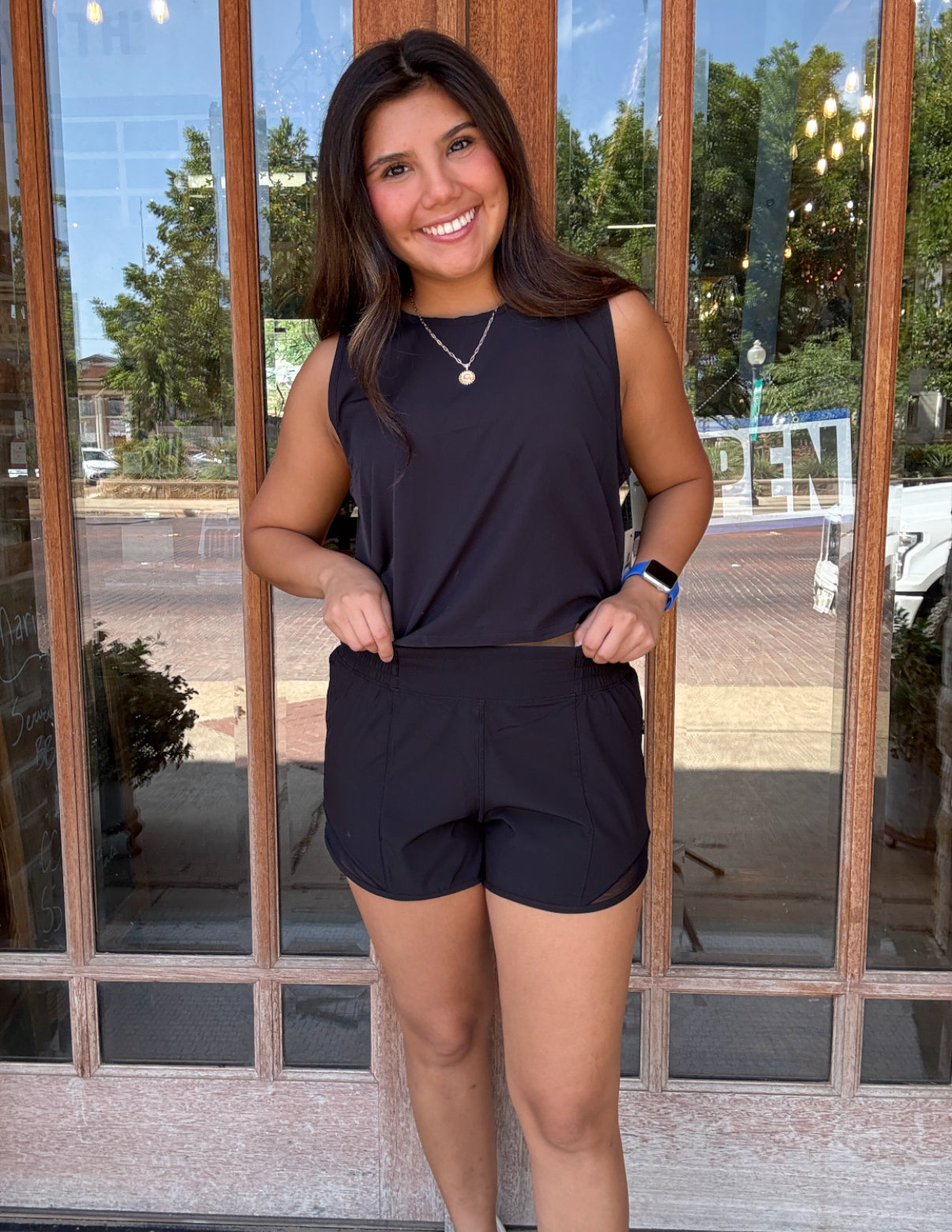 Athleisure | Shorts Black Stretch Woven Exercise