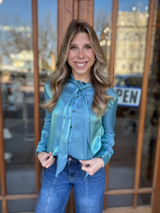 Belle Glacier Metallic Blouse