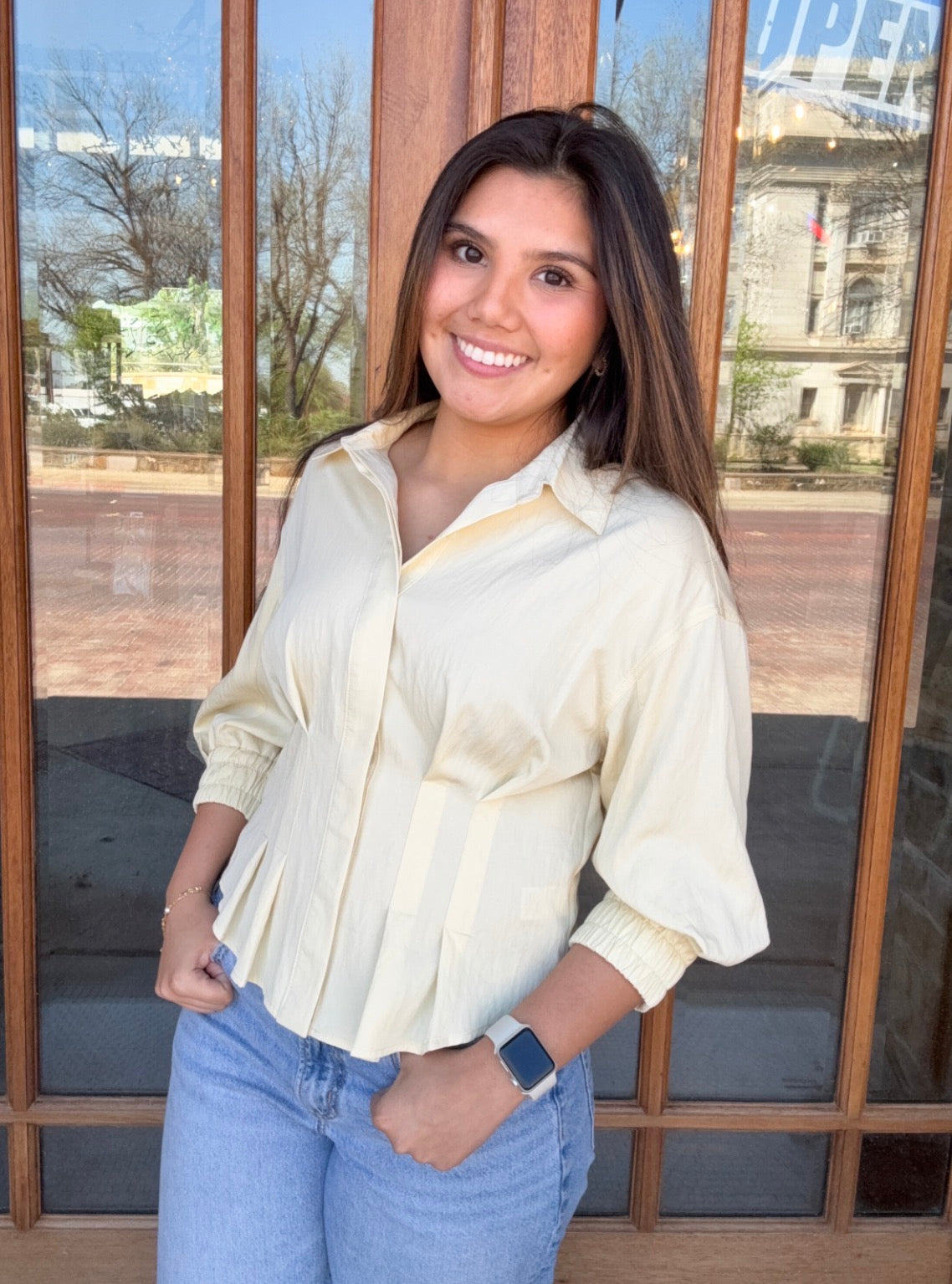 Blouse - Pale Banana Dart Button Down