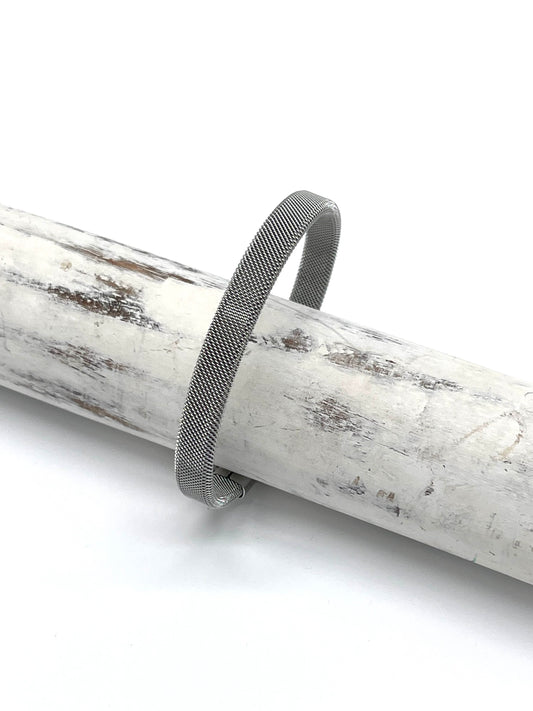 Silver Small Flat Texture Cuff