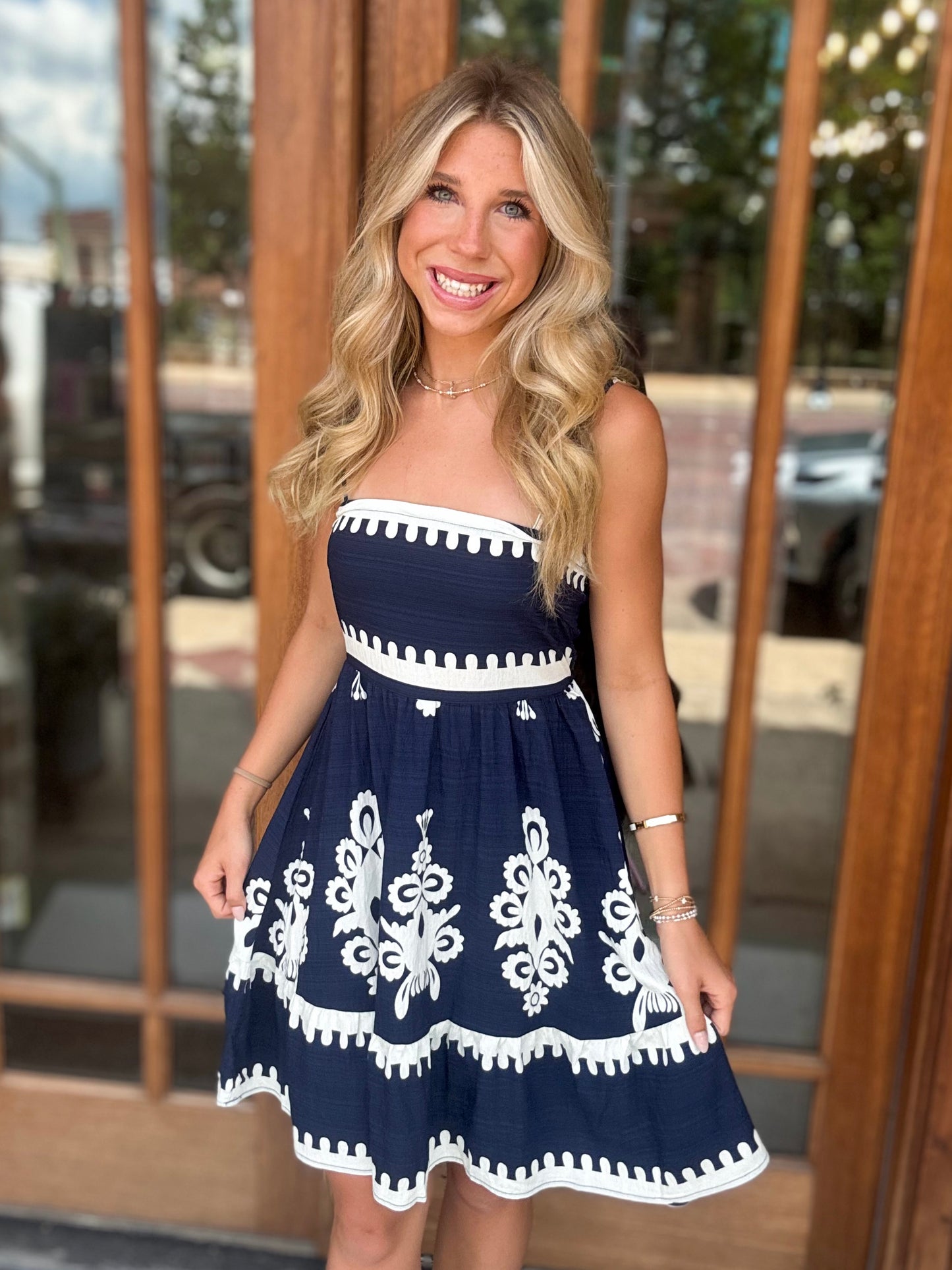 Dress - Navy Contrast Pattern