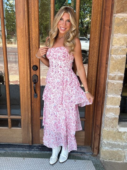 Dress - Pink Floral Maxi