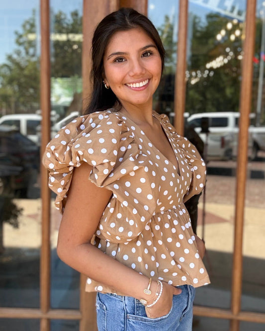 Blouse - Polka Dot Bubble Sleeve