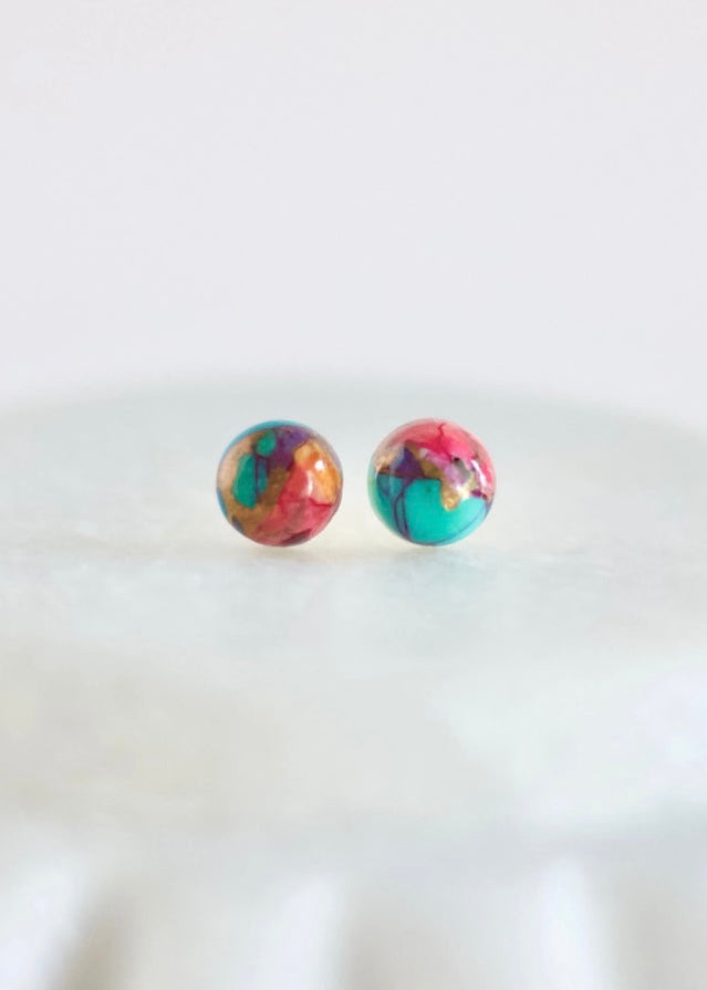 Earrings | Purple Daliha Copper Turquoise Studs