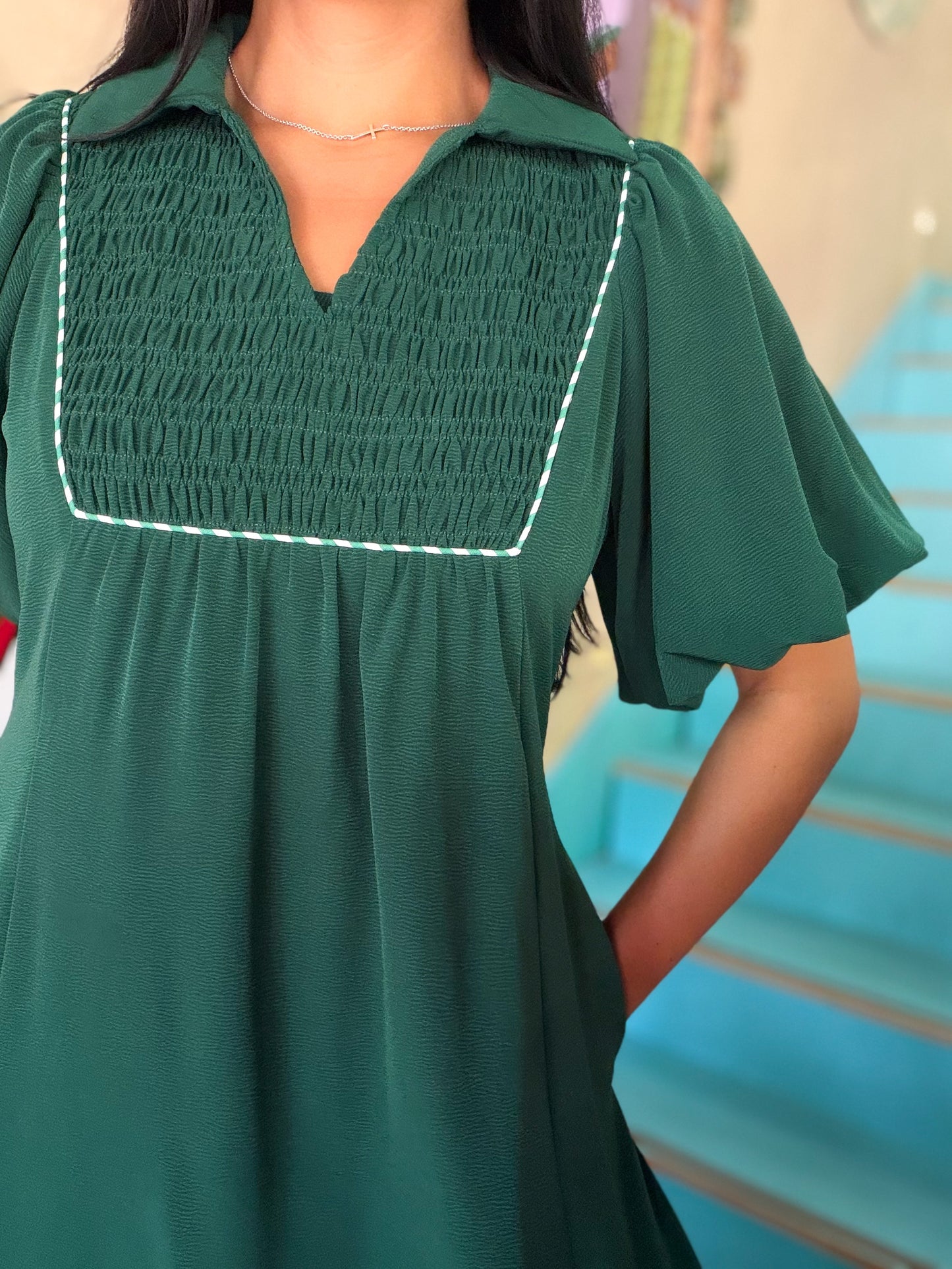 Dress - Jodifl Emerald Puff Sleeve Maxi