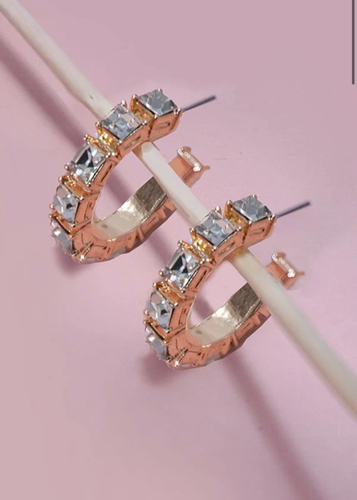 Earrings | Rhinestone Station Hoops